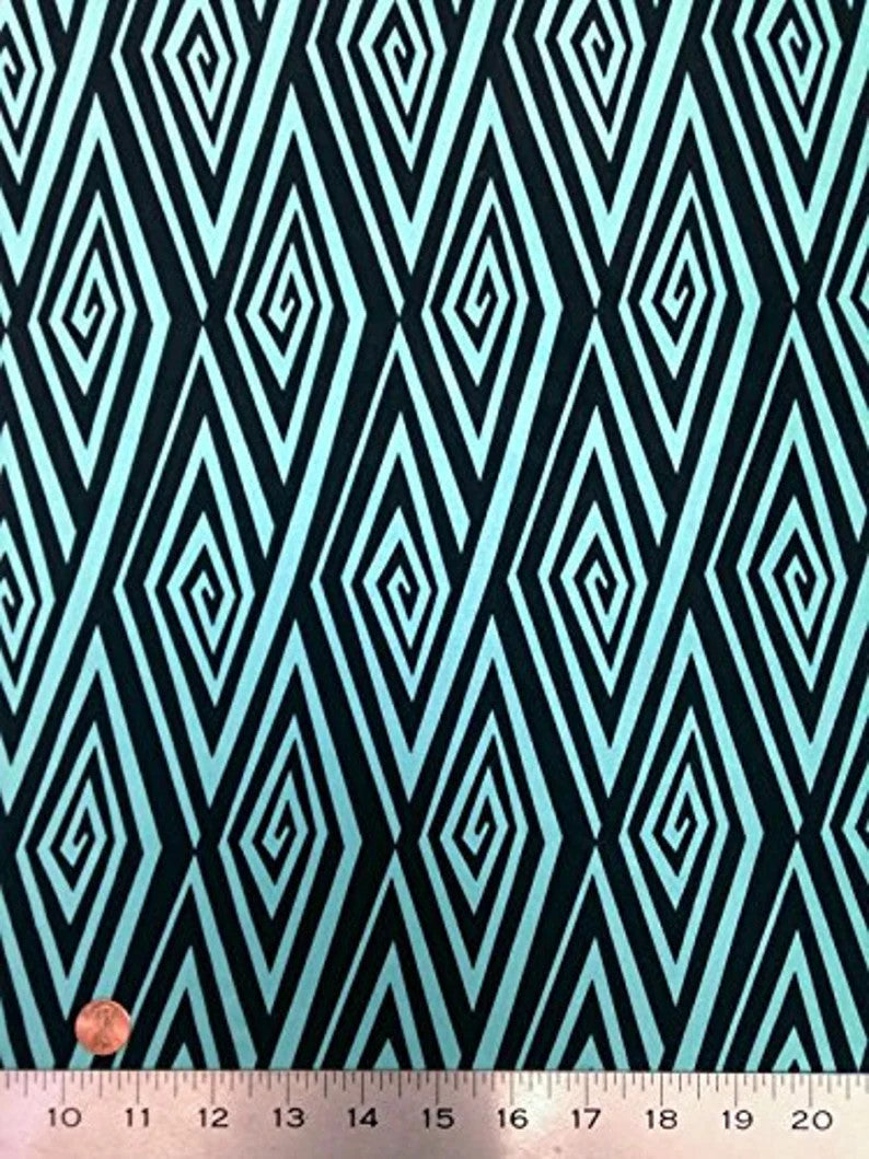 Geometric Diamond Big Pattern Polyester Spandex Fabric - Venecia, Geometric Diamond Print, 58"-60" Width