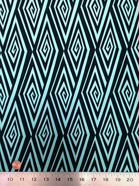 Geometric Diamond Big Pattern Polyester Spandex Fabric - Venecia, Geometric Diamond Print, 58"-60" Width