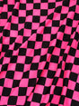 Bright Neon Checker Squares Pattern Polyester Spandex Fabric - Neon Fuchsia, Neon Green, Checker Squares, 58"- 60" Width