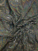 Nylon Spandex Slinky Fabric - 7Mm Shiny Hologram Rectangular Trans & Lurex, Gold, Silver, Red, Navy, 57/58" Width