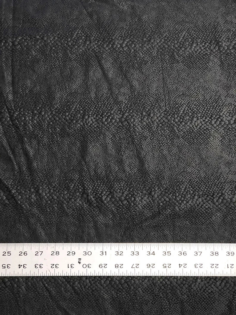 Nylon Spandex Fabric - Heavy Weight Supplex Snake Black Matte Foil Design, Black, 58" Width