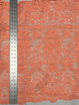 Polyester Lace Fabric - Salmon Narrow Scallop, 27" Width