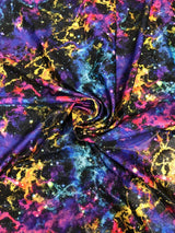 Colorful Space Galaxy Nylon Spandex Fabric - Purple, Green, 1 Mm Shiny Hologram, 58" Width