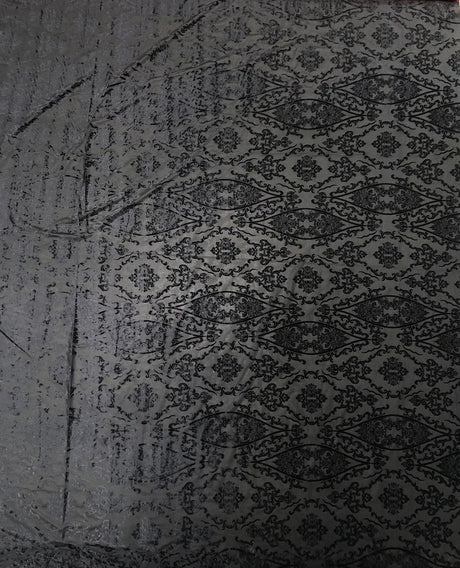 Small Damask Burnout Velvet Polyester Spandex Fabric - Damask Pattern, See Through, 60" Width