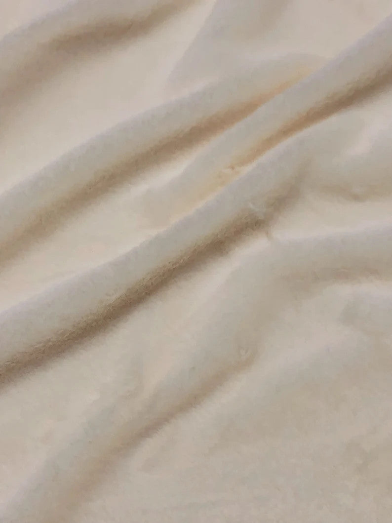 Polyester Faux Fur Fabric - Ivory Shaggy, Heavy Weight, 65" Width