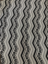 Black And White Zig Zag Tribal Print Polyester Spandex Fabric - Black And White Zig Zag Tribal Print, 58" Width