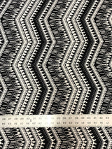 Black And White Zig Zag Tribal Print Polyester Spandex Fabric - Black And White Zig Zag Tribal Print, 58" Width