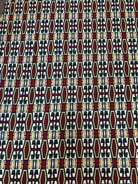 African Print Design Polyester Spandex Fabric - African Print, Multi Color, 58-60" Width