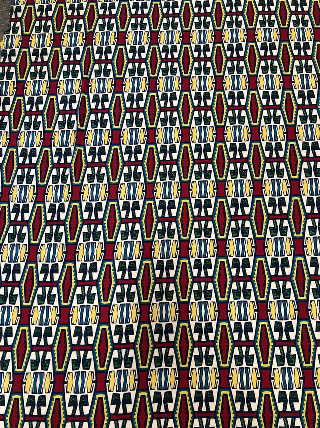 African Print Design Polyester Spandex Fabric - African Print, Multi Color, 58-60" Width