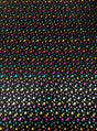 Multi Color Foil Hearts On Black Nylon Spandex Fabric - Black, Multi Color Foil Hearts, 58"-60" Width
