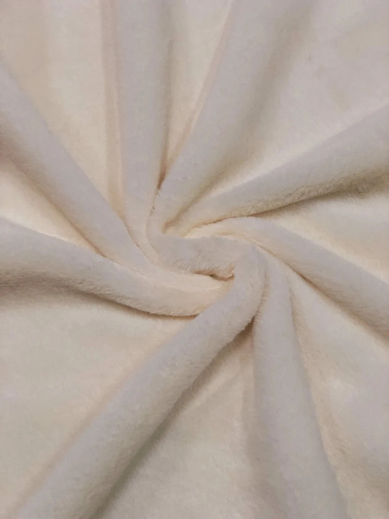 Polyester Faux Fur Fabric - Ivory Shaggy, Heavy Weight, 65" Width