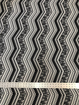 Black And White Zig Zag Tribal Print Polyester Spandex Fabric - Black And White Zig Zag Tribal Print, 58" Width