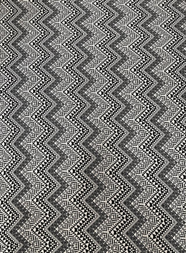 Black And White Tribal Print Polyester Spandex Fabric - Black And White Tribal Print, 58" Width
