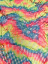 Tie-Dye Colorful Rainbow Polyester Spandex Mesh Fabric - Plain Pattern, 0.5" Diamond Mesh, 56" - 58" Width