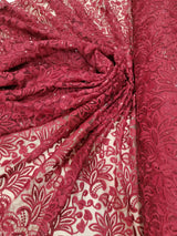 Embroidered Lace Burgundy Floral Clear Sequin