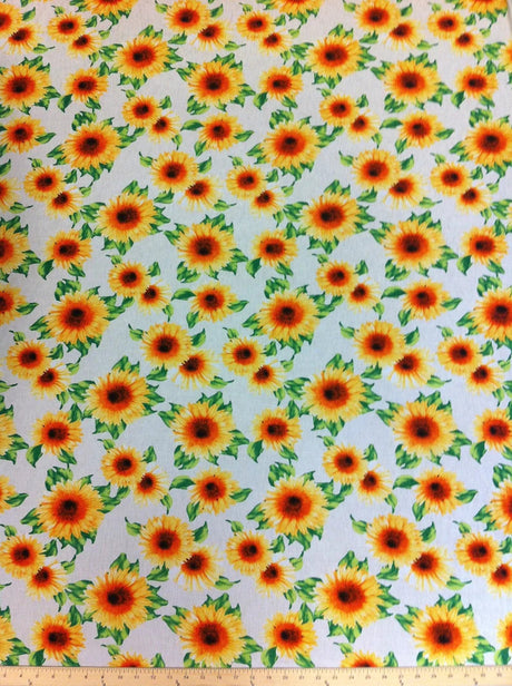 Big Sunflower Pattern Polyester Spandex Fabric - Yellow Sunflower Print, 58"-60" Width