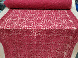 Embroidered Lace Burgundy Floral Clear Sequin