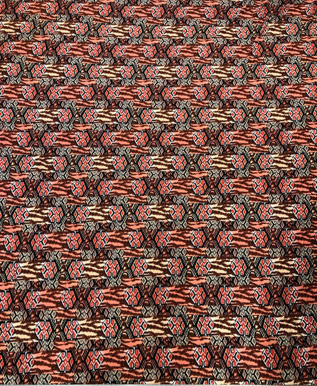 Checked With Gold Coins Print Polyester Spandex Fabric - Checked Gold Coins Print, 58"-60" Width