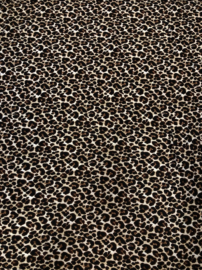 Leopard Print Brushed Single Spun Polyester Spandex Fabric - Leopard Print, 58"-60" Width