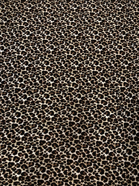 Leopard Print Brushed Single Spun Polyester Spandex Fabric - Leopard Print, 58"-60" Width