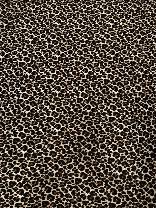 Leopard Print Brushed Single Spun Polyester Spandex Fabric - Leopard Print, 58"-60" Width