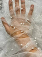 Pearl Beaded Glittery Mesh Tulle