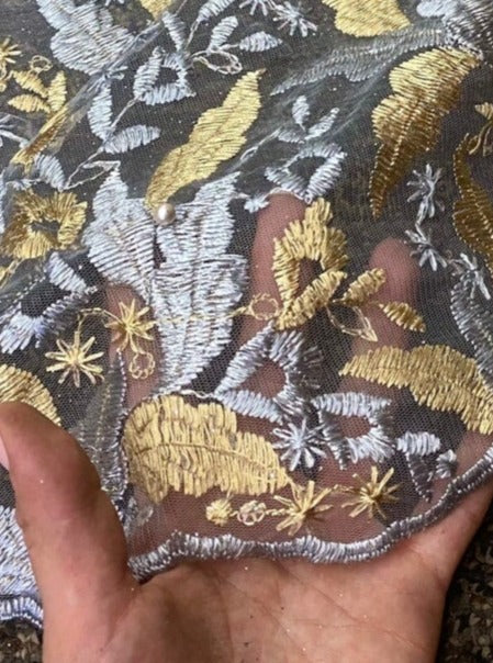 Embroidered Lace Gold/Silver Multicolor