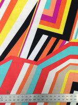 Big Geometric Lines Pattern Polyester Spandex Fabric - Black, White Geometric Lines, 58"-60" Width