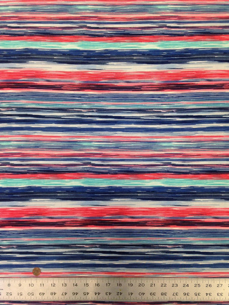 Polyester Stripe Pattern Polyester Spandex Fabric - Stripe Pattern, Lightweight Knit Jersey, 58" To 60" Width