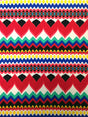 Polyester Spandex Fabric - Colorful Chevron Design, Red/Royal, Orange/Royal, 58" To 60" Width