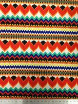 Polyester Spandex Fabric - Colorful Chevron Design, Red/Royal, Orange/Royal, 58" To 60" Width