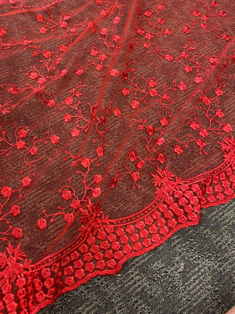 Red Scallop Lace