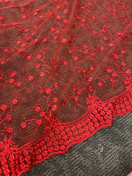 Red Scallop Lace