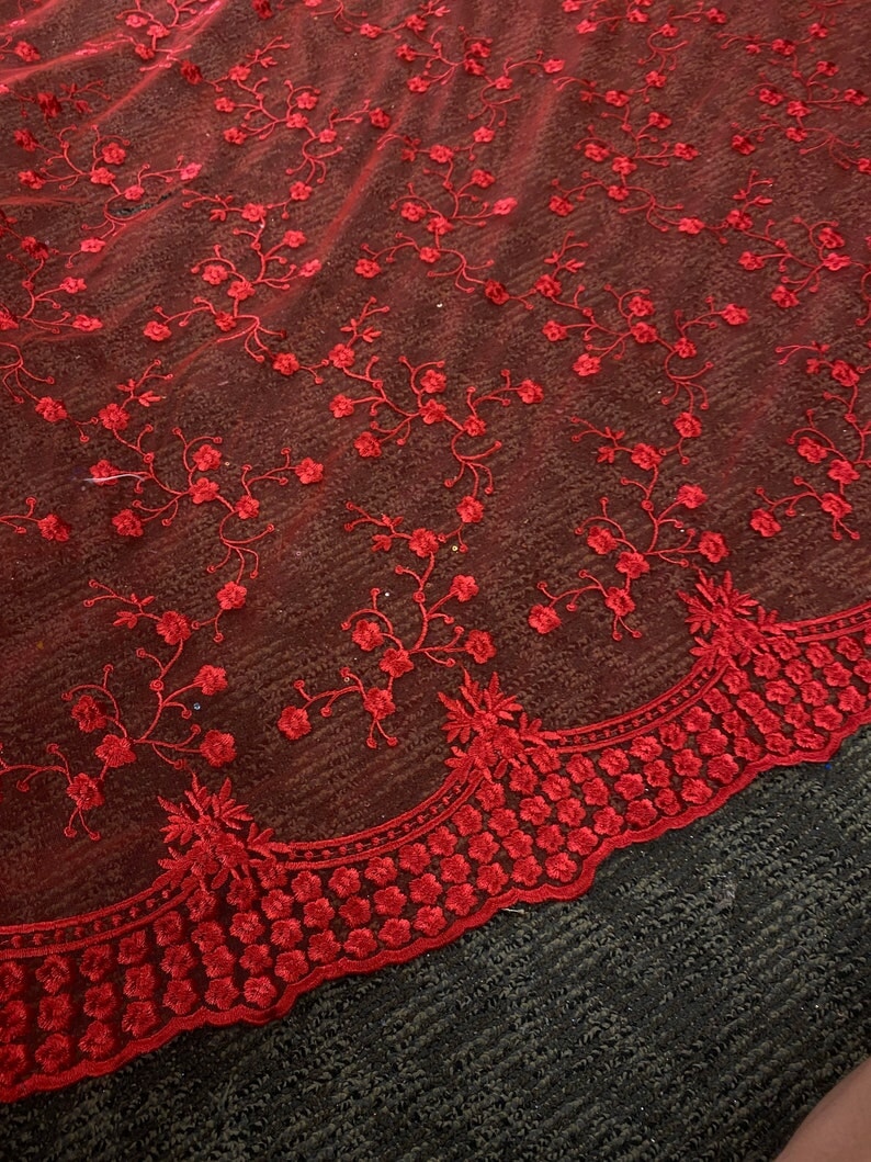 Red Scallop Lace