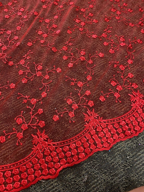 Red Scallop Lace