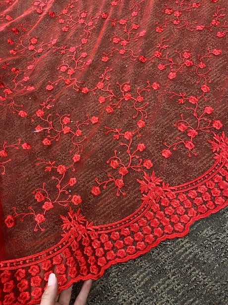 Red Scallop Lace