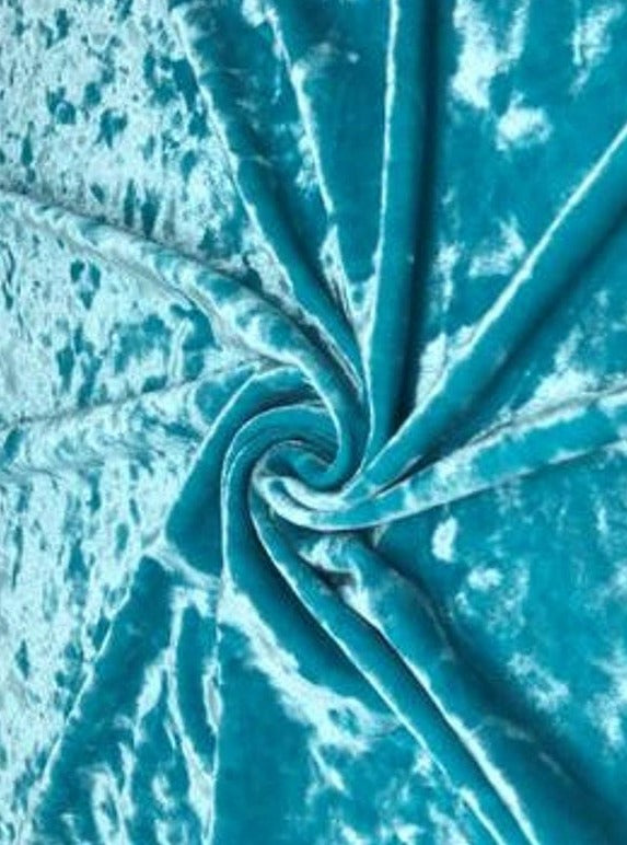 Stretch Crushed Velvet Turquoise Aqua