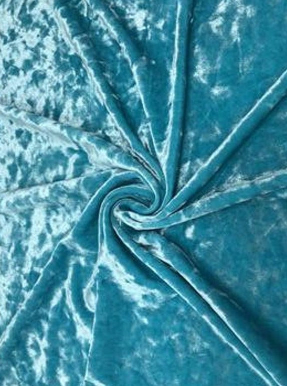Stretch Crushed Velvet Turquoise Aqua
