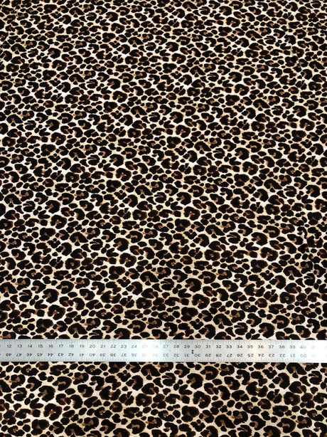 Leopard Print Brushed Single Spun Polyester Spandex Fabric - Leopard Print, 58"-60" Width
