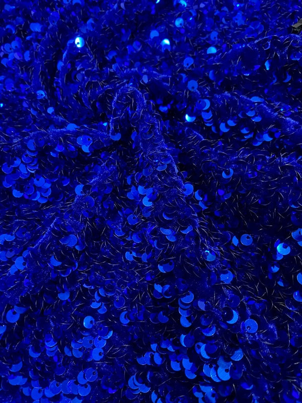Stretch Sequin Velvet Royal Blue