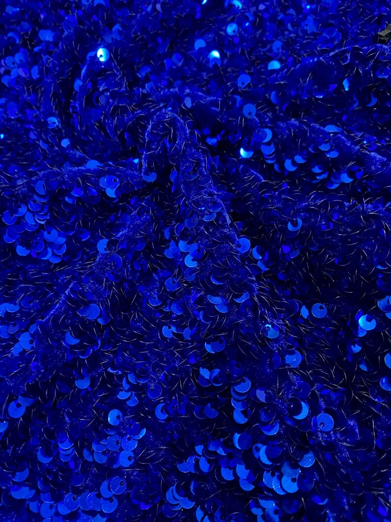 Stretch Sequin Velvet Royal Blue