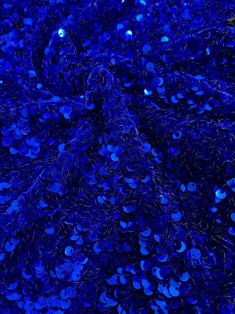 Stretch Sequin Velvet Royal Blue