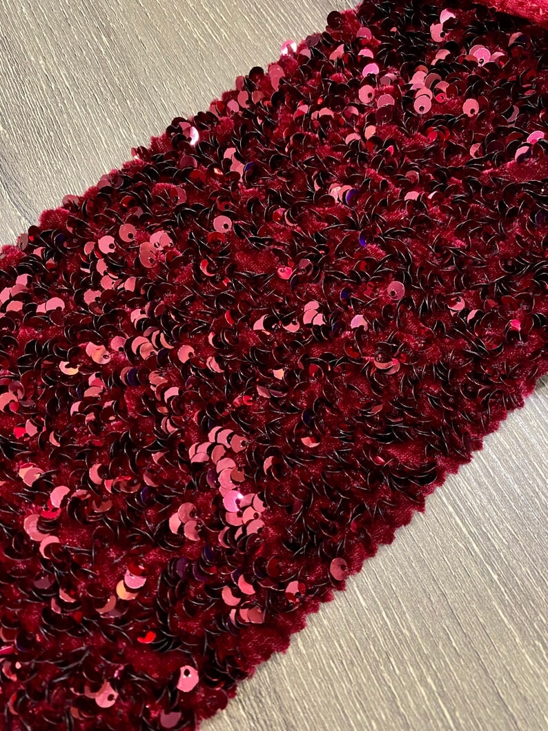Stretch Sequin Velvet Burgundy