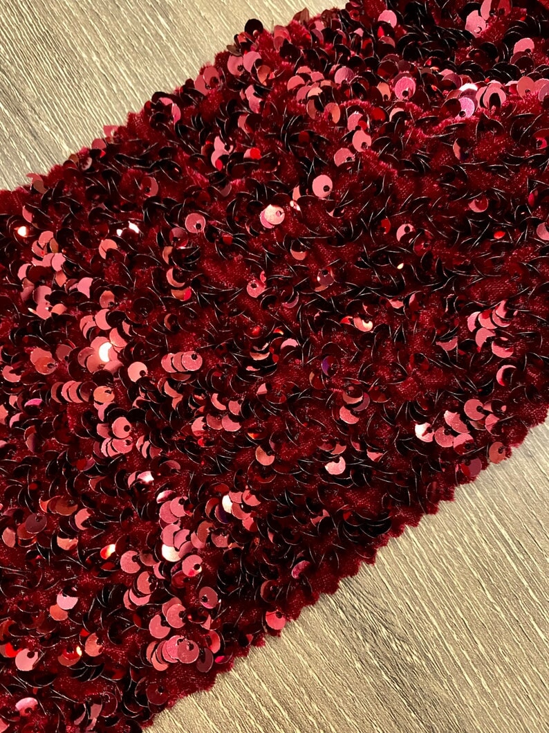 Stretch Sequin Velvet Burgundy