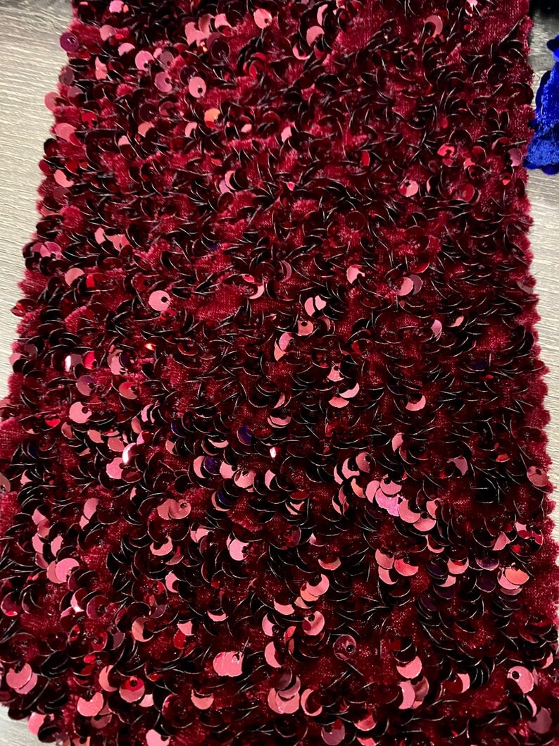 Stretch Sequin Velvet Burgundy