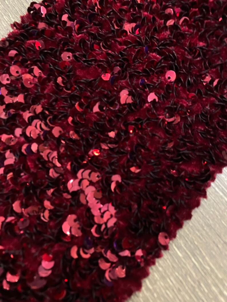 Stretch Sequin Velvet Burgundy