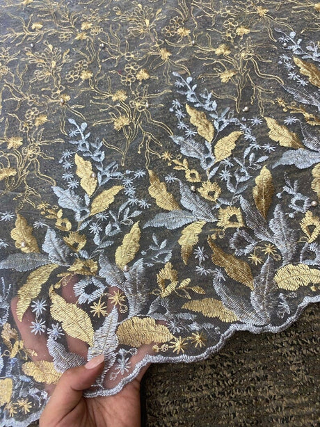 Embroidered Lace Gold/Silver Multicolor