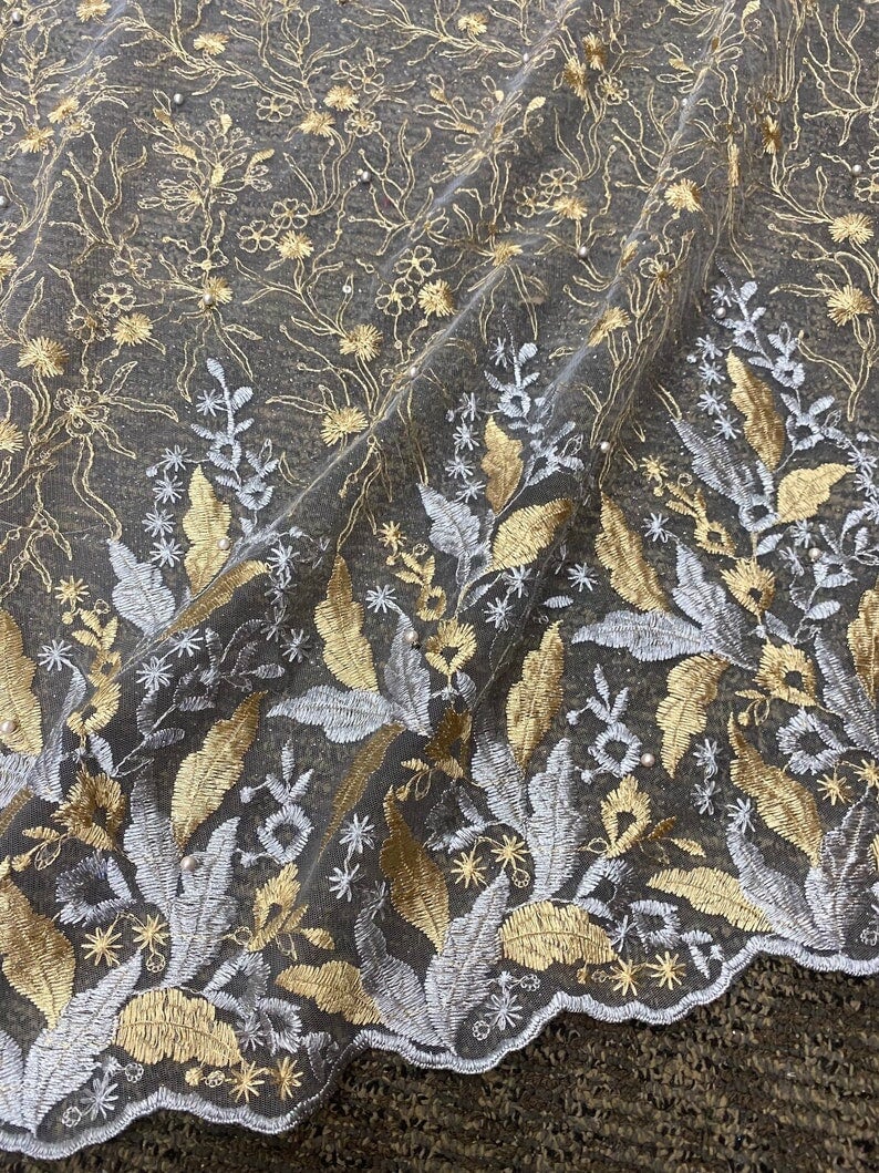 Embroidered Lace Gold/Silver Multicolor