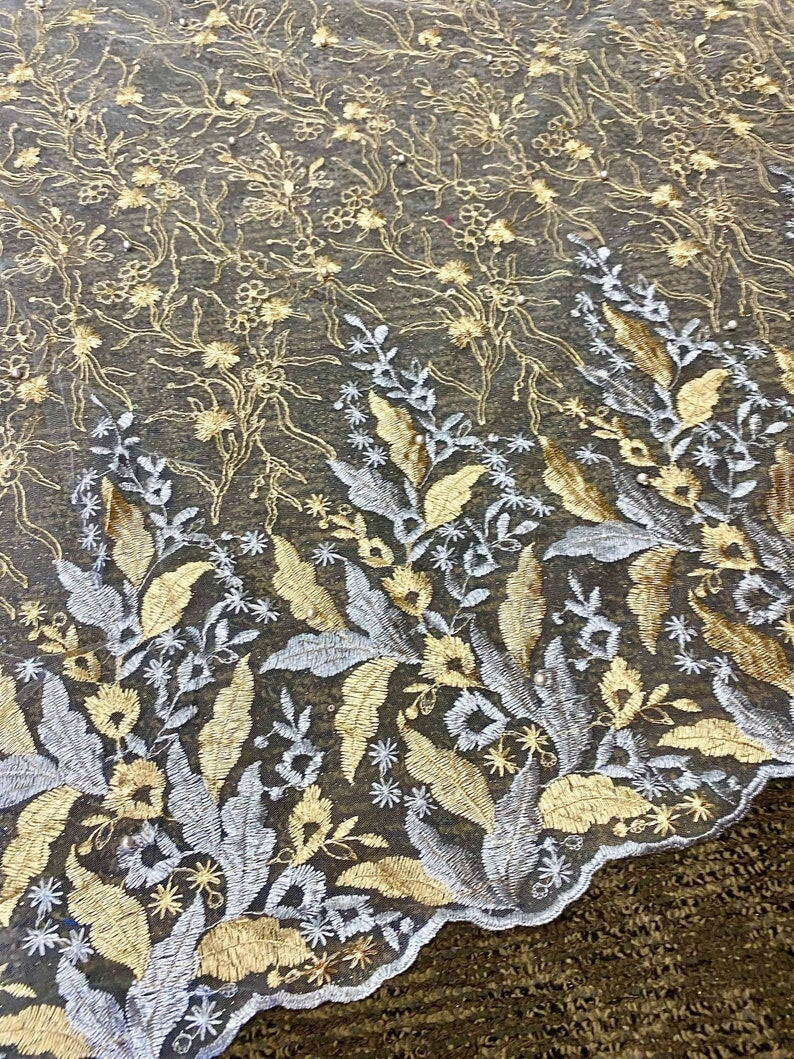 Embroidered Lace Gold/Silver Multicolor