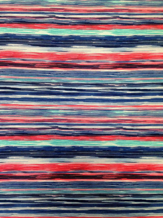 Polyester Stripe Pattern Polyester Spandex Fabric - Stripe Pattern, Lightweight Knit Jersey, 58" To 60" Width